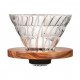 Hario Glass Coffee Dripper V60 02 Olive - Hario Dripper Με Ξύλινη Βάση 