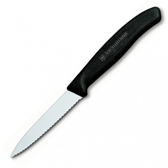 Μαχαίρι Κουζίνας Μαύρο Οδοντωτό Victorinox Swiss 8cm 6.7633