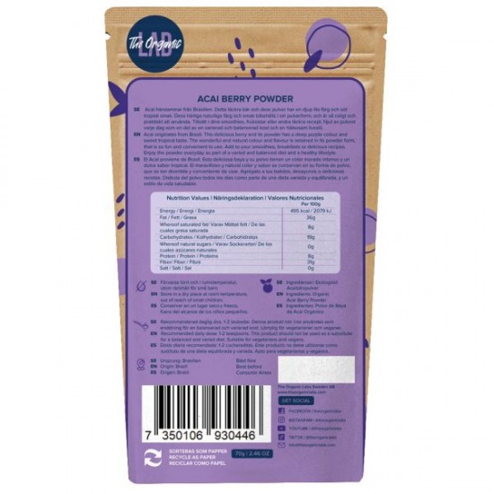 Organic Acai Berry Σκόνη 70g
